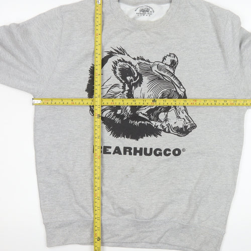 BearhugCo Men Grey Graphic Print Crew Neck Sweatshirt M