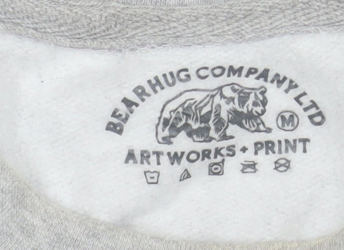 BearhugCo Men Grey Graphic Print Crew Neck Sweatshirt M