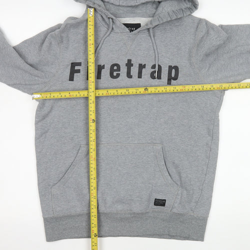 Firetrap Mens Grey Pullover Hoodie Medium Logo Fleece Sweatshirt