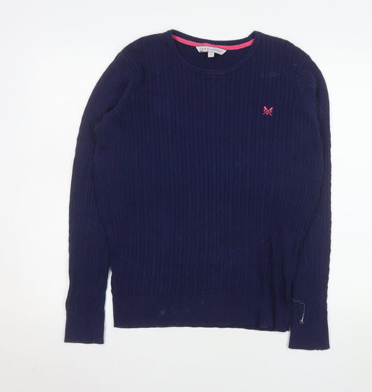 Crew Clothing Co. Women’s Blue Cotton Cable Knit Jumper Size 14