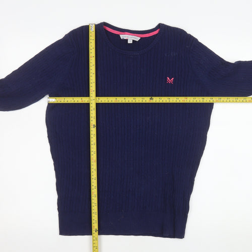 Crew Clothing Co. Women’s Blue Cotton Cable Knit Jumper Size 14
