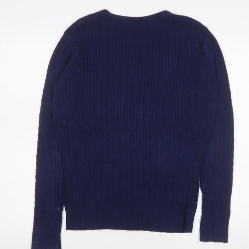 Crew Clothing Co. Women’s Blue Cotton Cable Knit Jumper Size 14