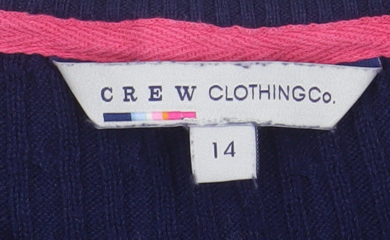 Crew Clothing Co. Women’s Blue Cotton Cable Knit Jumper Size 14