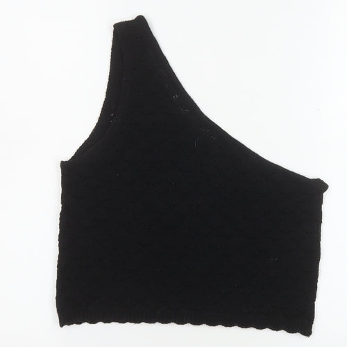 ASOS DESIGN Women’s Black One Shoulder Cropped Knit Tank Top Size 12