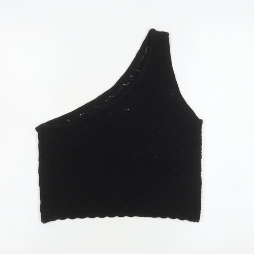 ASOS DESIGN Women’s Black One Shoulder Cropped Knit Tank Top Size 12