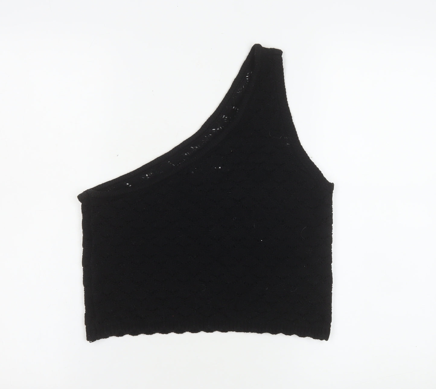 ASOS DESIGN Women’s Black One Shoulder Cropped Knit Tank Top Size 12