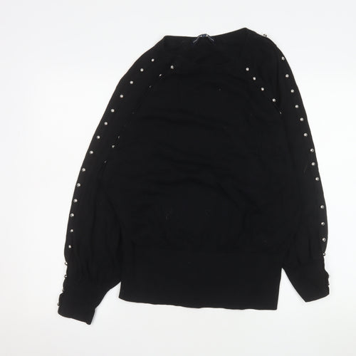 French Connection Women's Black Studded Long Sleeve Jumper Size L