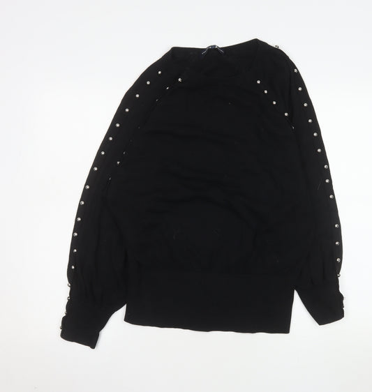 French Connection Women's Black Studded Long Sleeve Jumper Size L