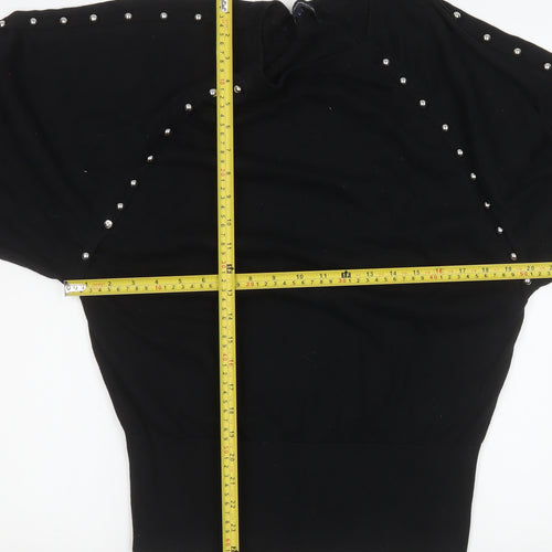 French Connection Women's Black Studded Long Sleeve Jumper Size L