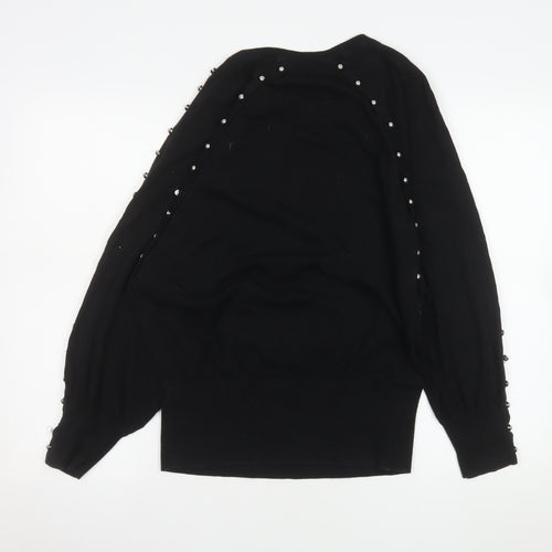French Connection Women's Black Studded Long Sleeve Jumper Size L