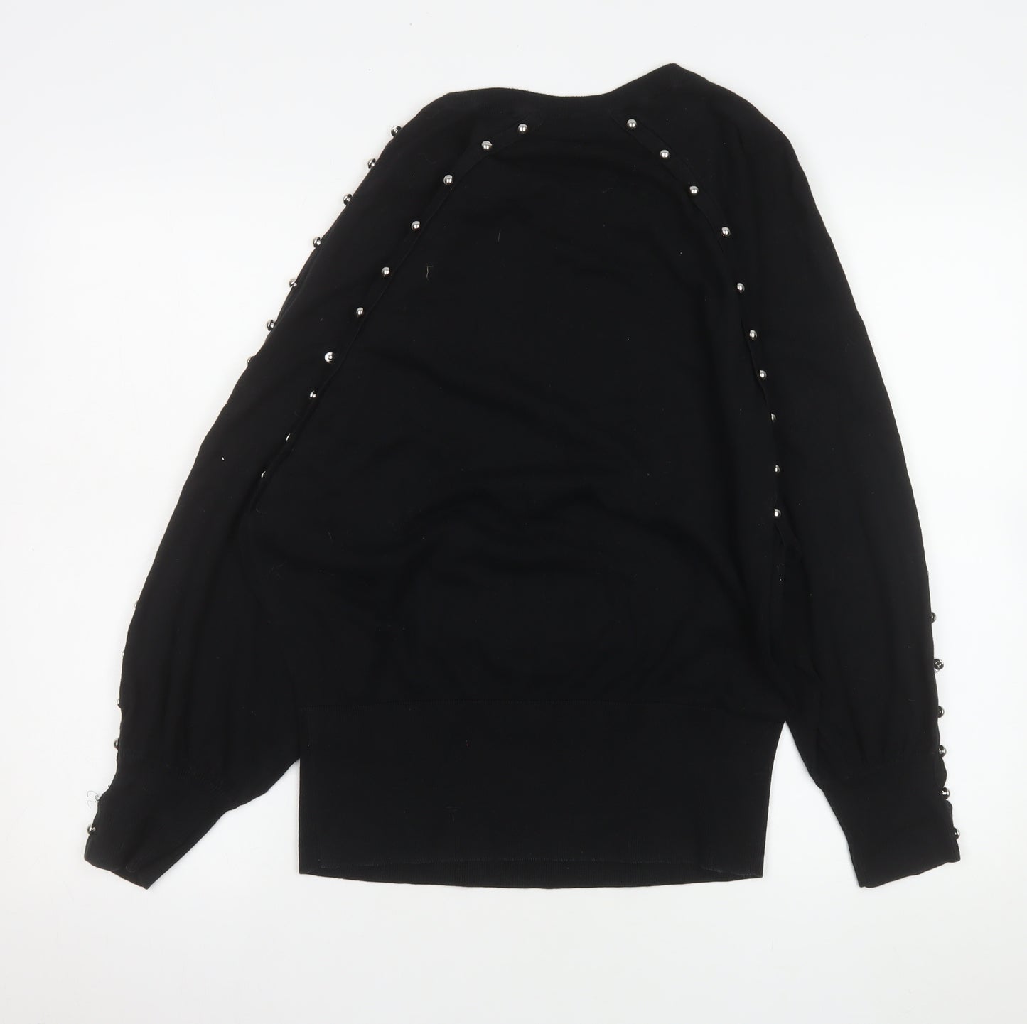 French Connection Women's Black Studded Long Sleeve Jumper Size L