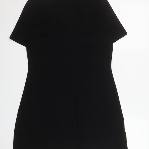 Mango Women's Black Short Sleeve Ruched Bodycon Dress Size 16