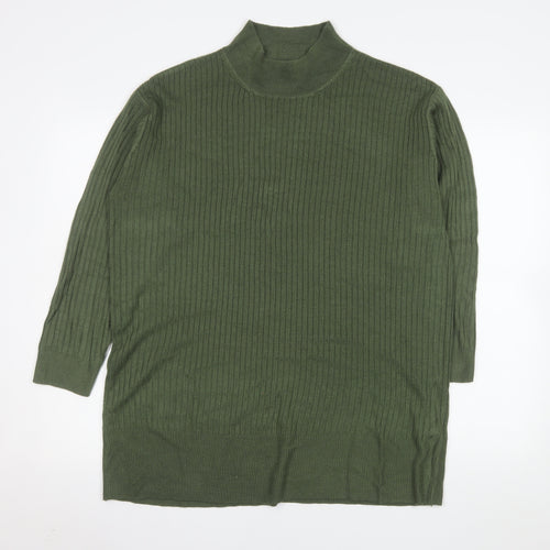 Marks and Spencer Men's Green XL Ribbed High Neck Acrylic Jumper
