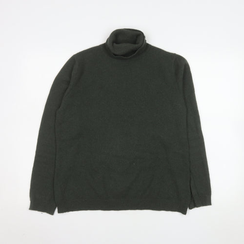 Munrospun Mens Green Cashmere Roll Neck Jumper Size L