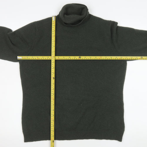 Munrospun Mens Green Cashmere Roll Neck Jumper Size L