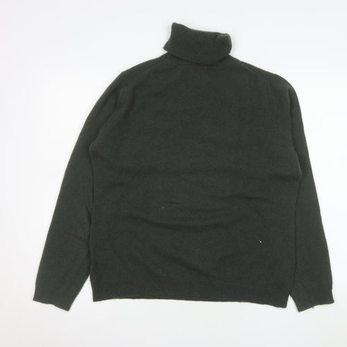 Munrospun Mens Green Cashmere Roll Neck Jumper Size L