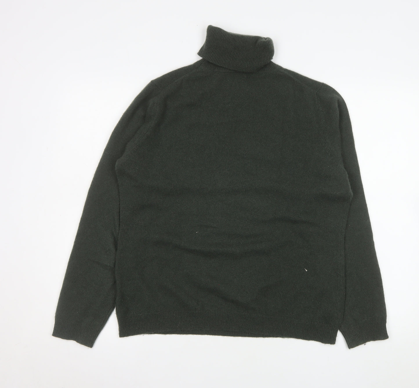 Munrospun Mens Green Cashmere Roll Neck Jumper Size L
