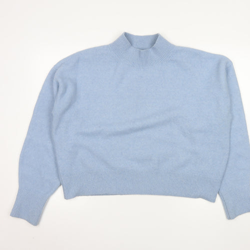 & Other Stories Women Blue Wool Blend Mock Neck Jumper Size 14