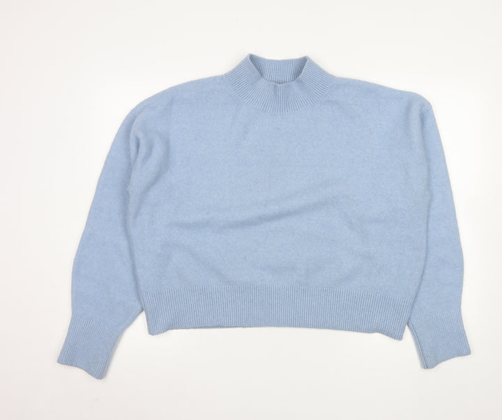 & Other Stories Women Blue Wool Blend Mock Neck Jumper Size 14