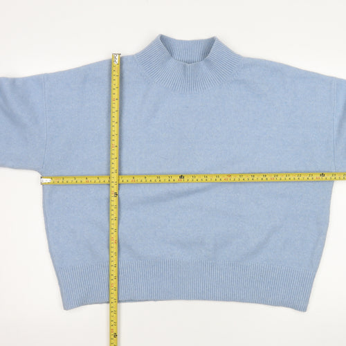 & Other Stories Women Blue Wool Blend Mock Neck Jumper Size 14