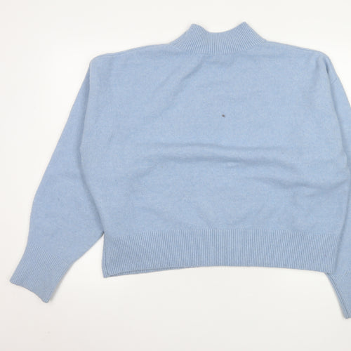 & Other Stories Women Blue Wool Blend Mock Neck Jumper Size 14