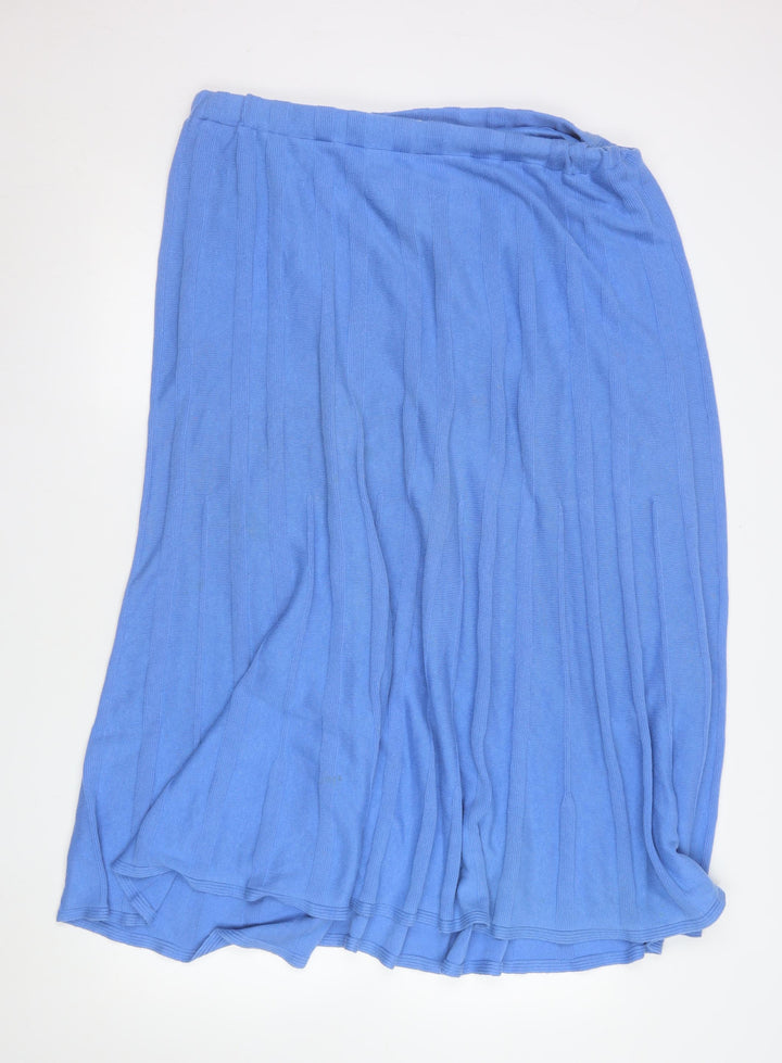 Cotswold Collections Women Blue Midi Pleated Knit Skirt 3XL