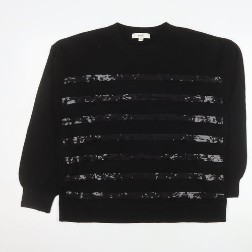Marks and Spencer Womens Black Sequin Knit Jumper Medium