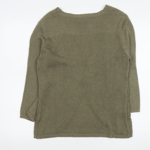 Kaleidoscope Women Green Size 16 V-Neck 3/4 Sleeve Cardigan