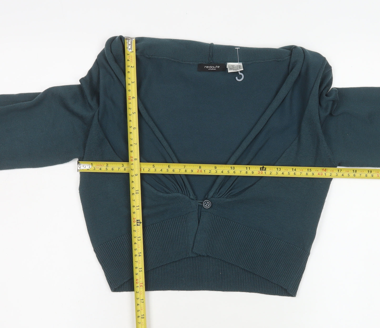 Redoute Création Women's Green V-Neck Cardigan Size 10/12
