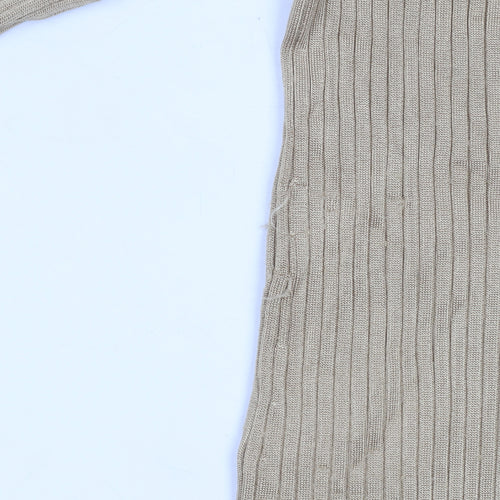 Jaeger Women’s Beige Roll Neck Ribbed Jumper M