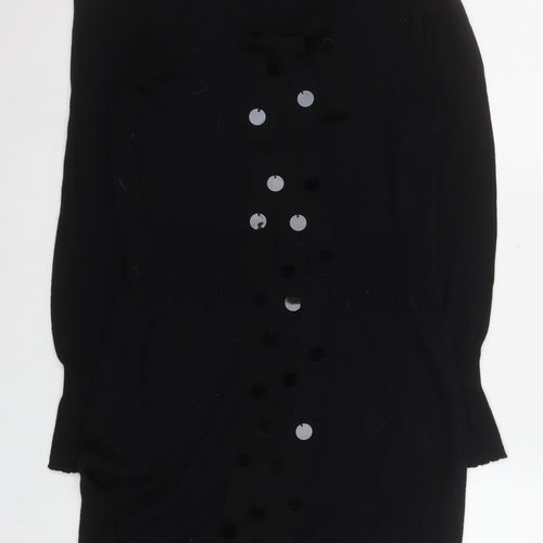 Marks and Spencer Per Una Black Knit Sequin Bodycon Dress Size 16