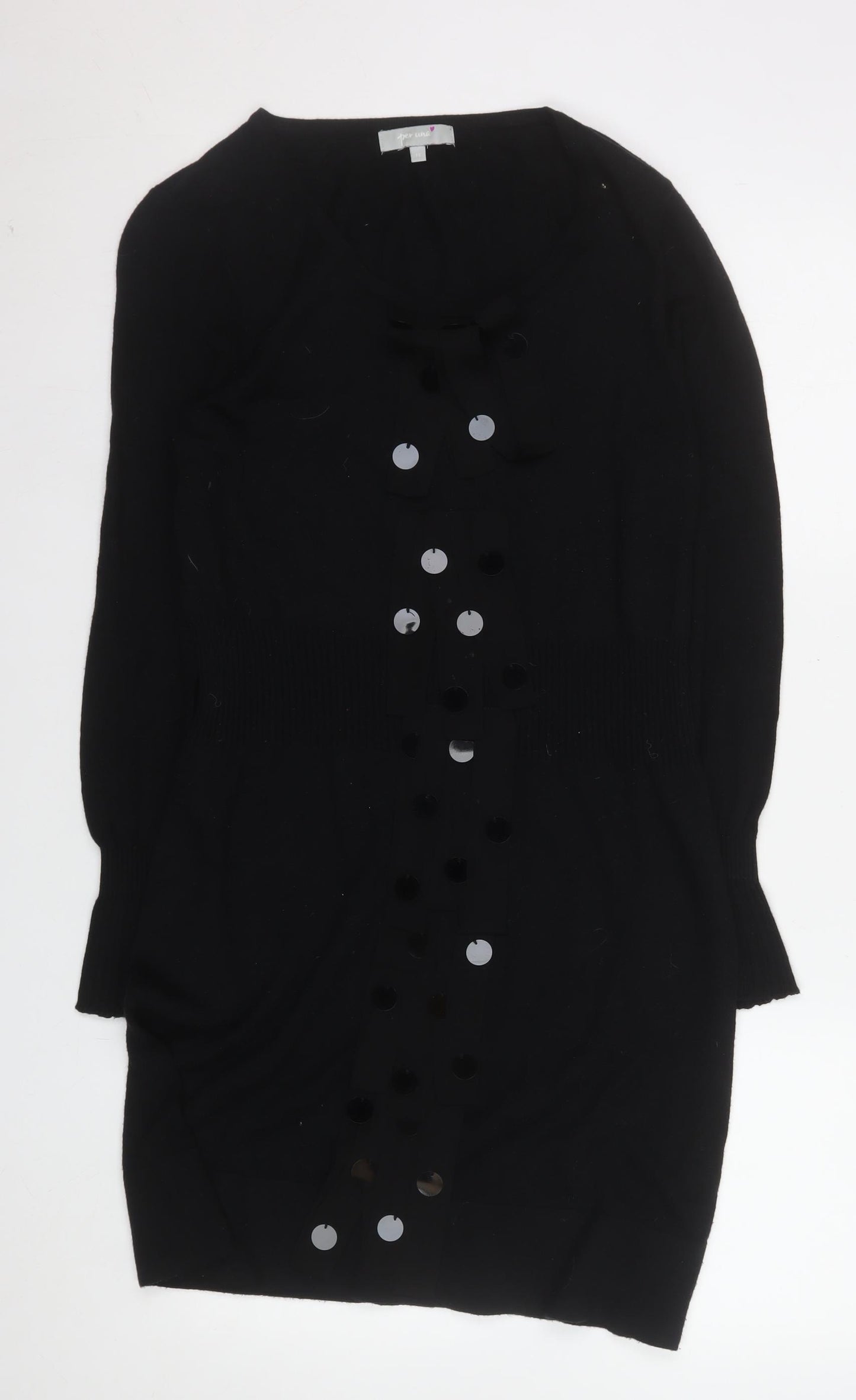 Marks and Spencer Per Una Black Knit Sequin Bodycon Dress Size 16