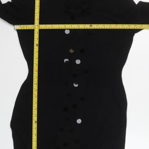 Marks and Spencer Per Una Black Knit Sequin Bodycon Dress Size 16