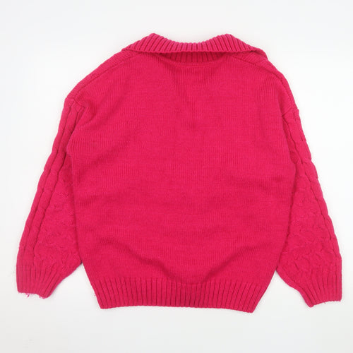 Tu Women’s Pink Collared Cable Knit Pullover Jumper Size 14