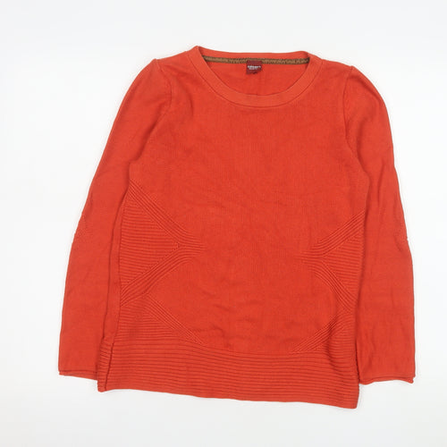 Olsen Women’s Orange Cotton Blend Crew Neck Jumper Size 10