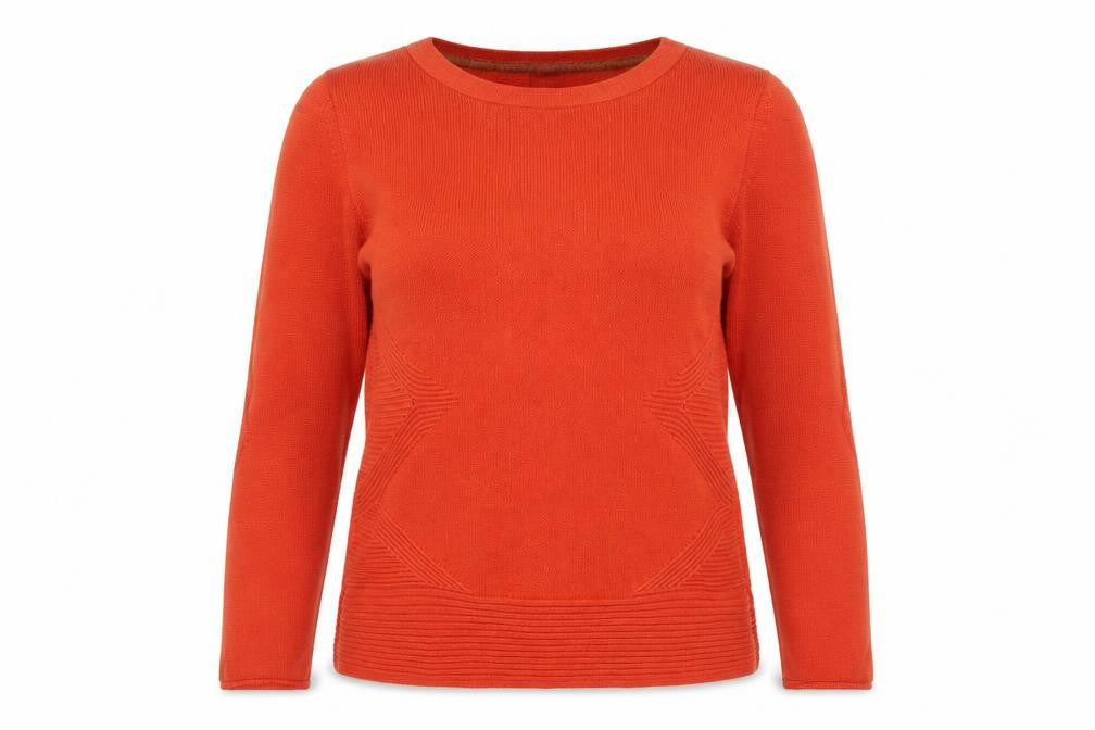 Olsen Women’s Orange Cotton Blend Crew Neck Jumper Size 10