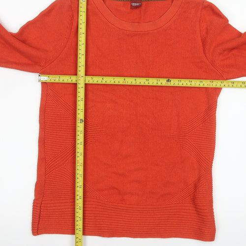 Olsen Women’s Orange Cotton Blend Crew Neck Jumper Size 10