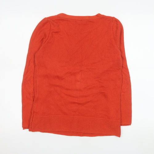 Olsen Women’s Orange Cotton Blend Crew Neck Jumper Size 10