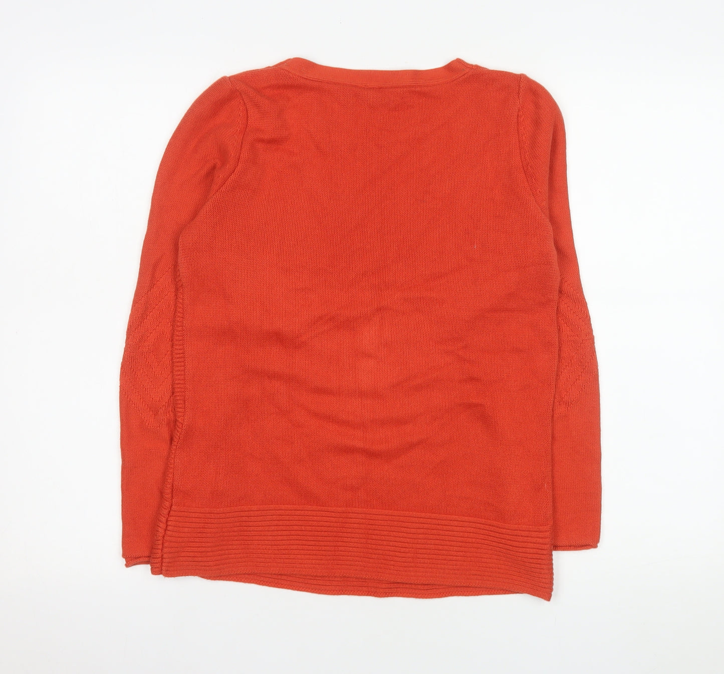 Olsen Women’s Orange Cotton Blend Crew Neck Jumper Size 10