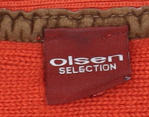 Olsen Women’s Orange Cotton Blend Crew Neck Jumper Size 10