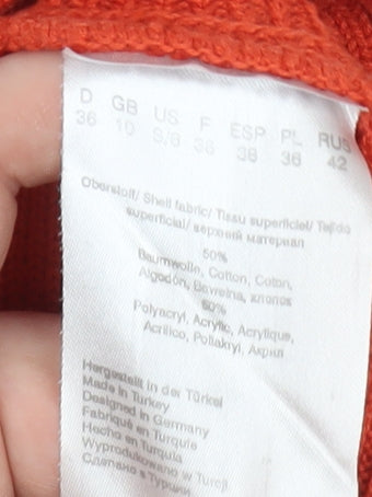 Olsen Women’s Orange Cotton Blend Crew Neck Jumper Size 10