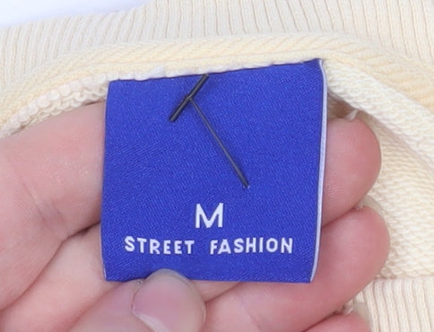 Street Fashion Women Beige NASA Bear Graphic Pullover Sweatshirt M