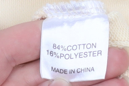 Street Fashion Women Beige NASA Bear Graphic Pullover Sweatshirt M