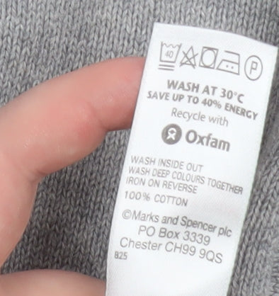 Marks and Spencer Men's Grey 2XL Cotton V-Neck Jumper