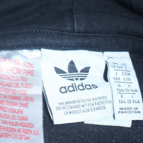 Adidas Boys Black Pullover Fleece Hoodie 13-14 Years Regular Fit