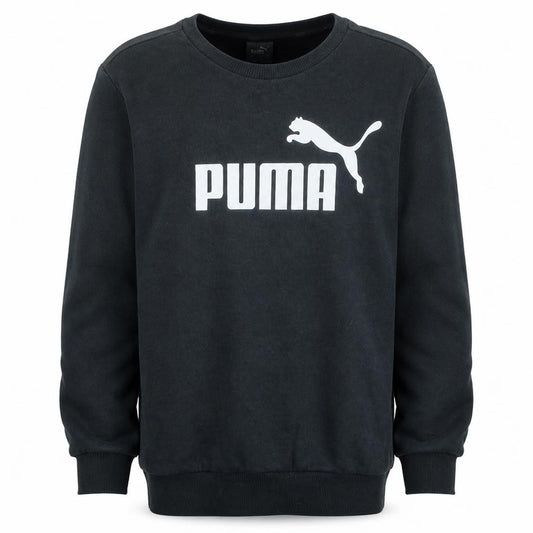 Front view of Puma Men's Black S Pullover Logo Sweatshirt Classic Sportswear