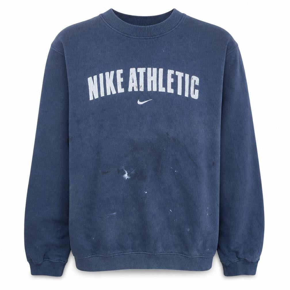 Nike Athletic Men's Blue Crew Neck Sweatshirt M Cotton Fleece