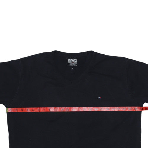 Tommy Hilfiger Men's Black V-Neck Cotton T-Shirt XL