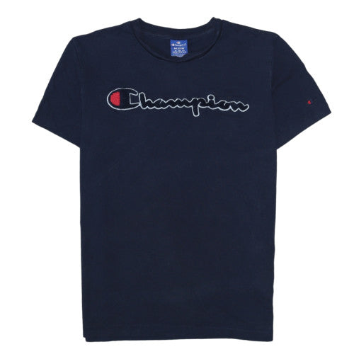 Champion Men's Navy Blue Medium Logo Crew Neck T-Shirt