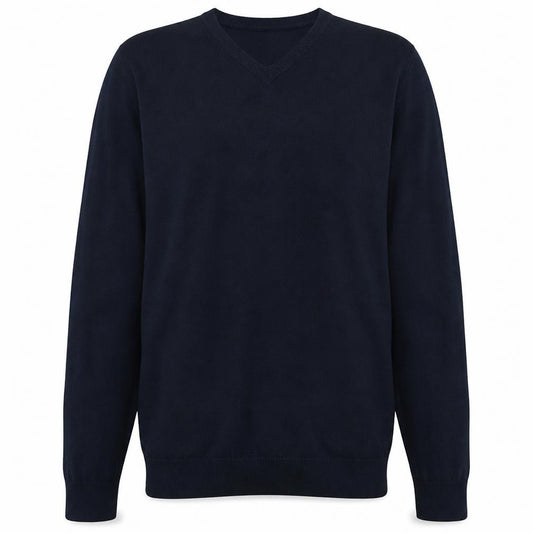 Front view of Old Navy Men's Blue Cotton V-Neck jumper, size M